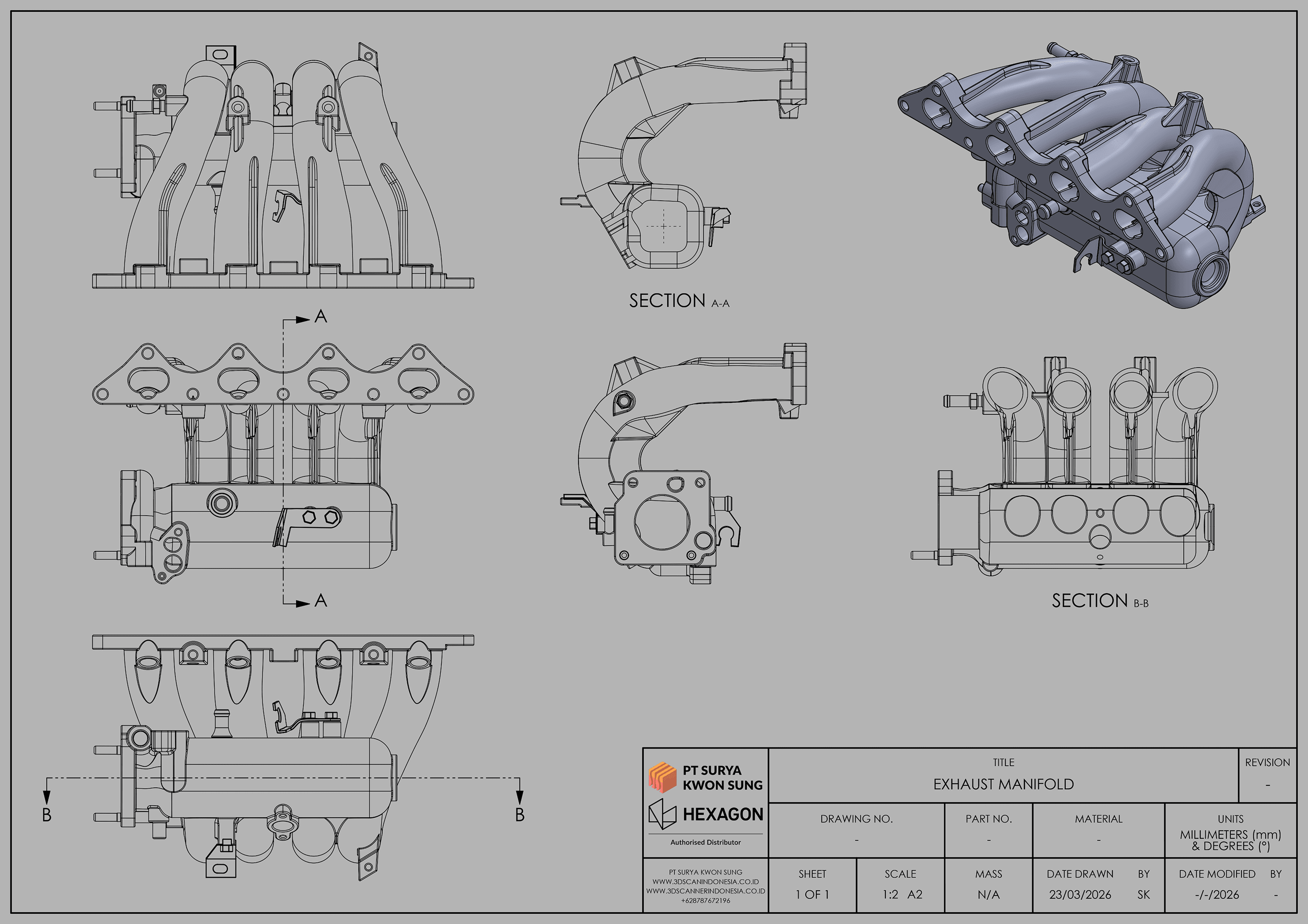 Exhaust Manifold CAD Drawing