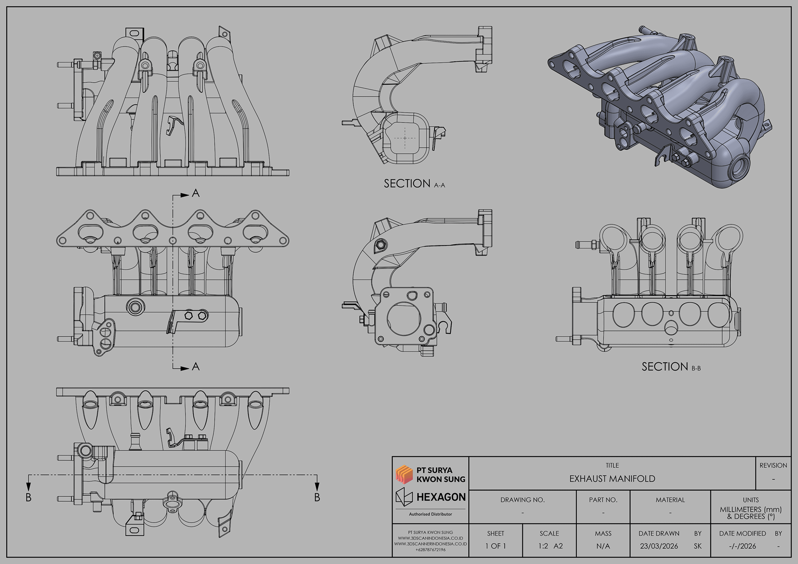 Exhaust Manifold CAD Drawing