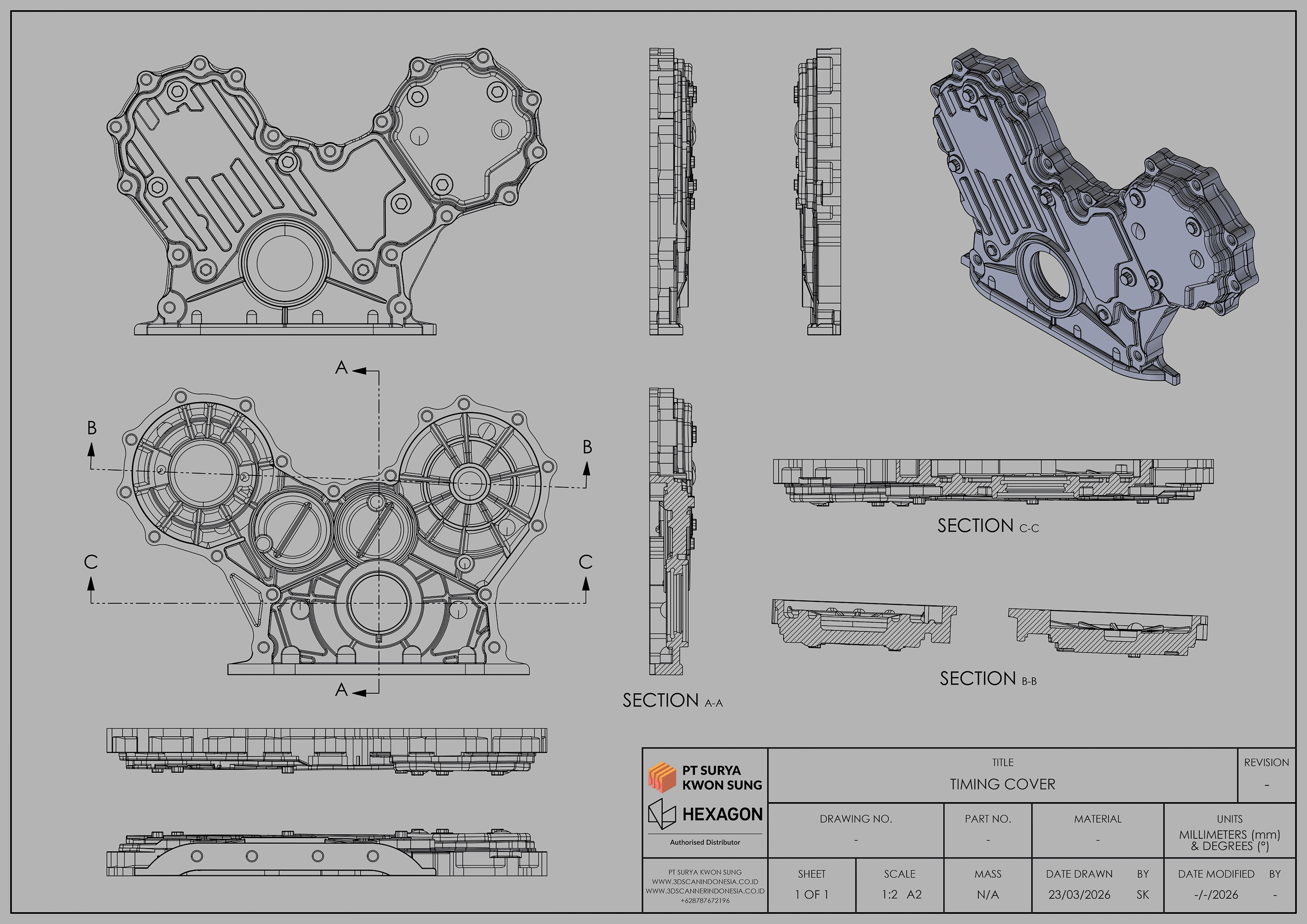Timing Cover CAD Drawing